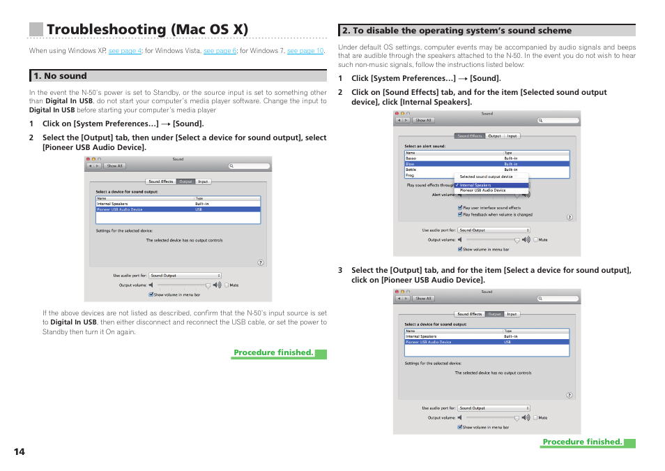 Troubleshooting (mac os x) | Pioneer Driver Software For USB D/A Converter Functionality N-50 User Manual | Page 14 / 16