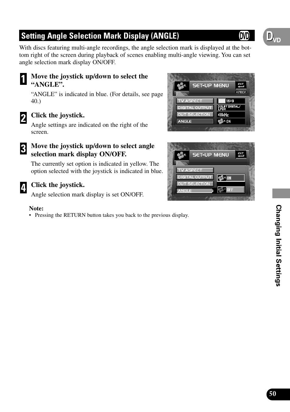 Setting angle selection mark display, Angle) | Pioneer XDV-P90 User Manual | Page 53 / 84