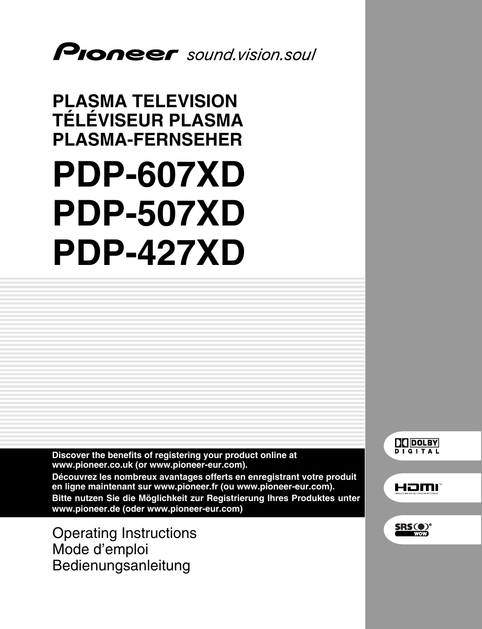 Pioneer PDP-507XD User Manual | 219 pages