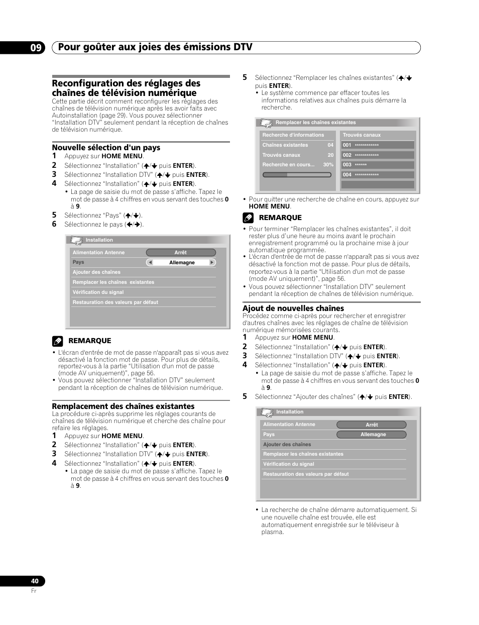 Ajout de nouvelles chaînes, Pour goûter aux joies des émissions dtv 09 | Pioneer PDP-507XD User Manual | Page 112 / 219