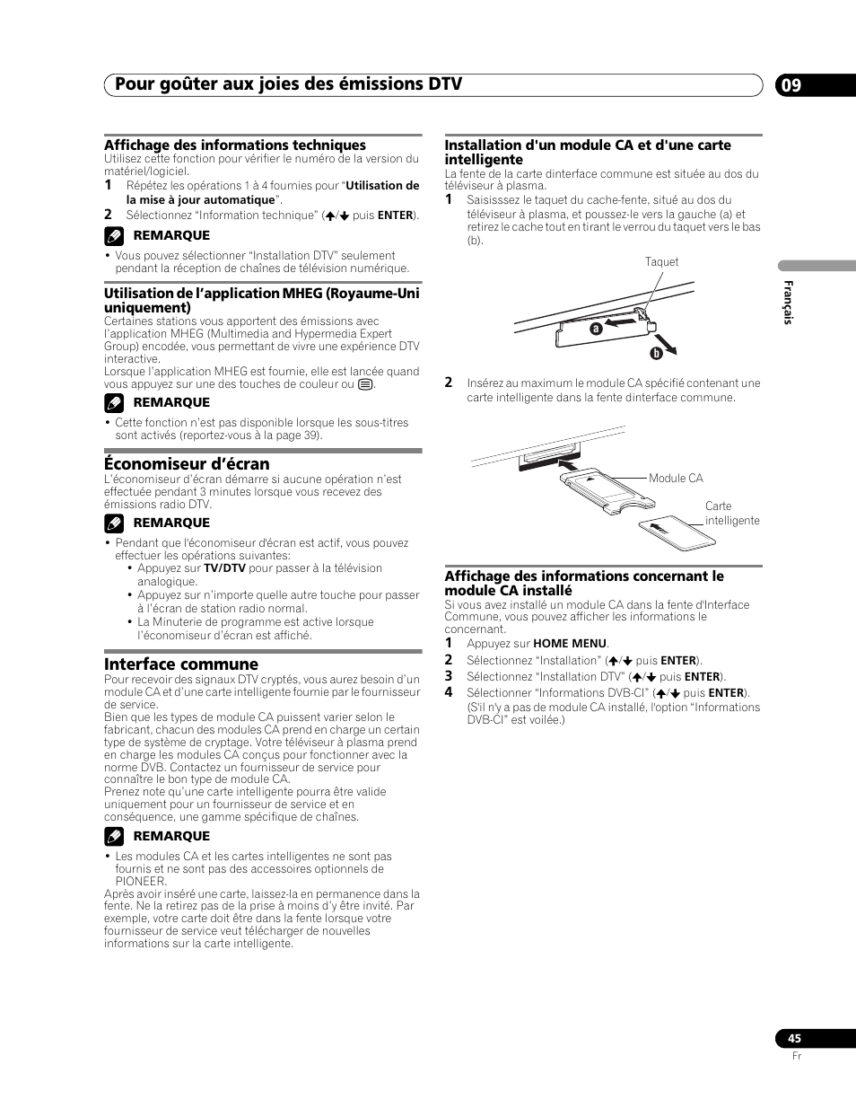 Économiseur d’écran interface commune, Pour goûter aux joies des émissions dtv 09, Économiseur d’écran | Interface commune | Pioneer PDP-507XD User Manual | Page 117 / 219