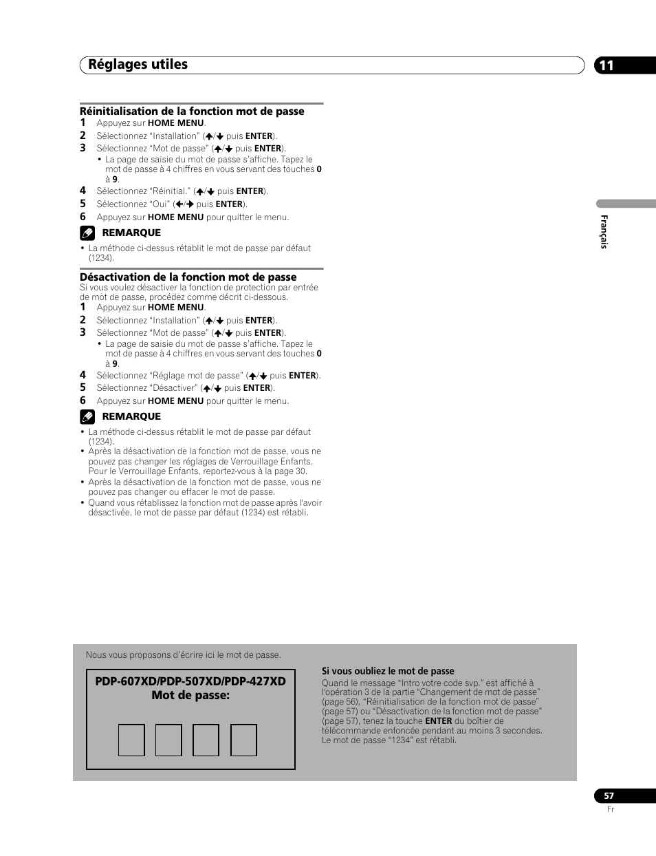 Réglages utiles 11 | Pioneer PDP-507XD User Manual | Page 129 / 219
