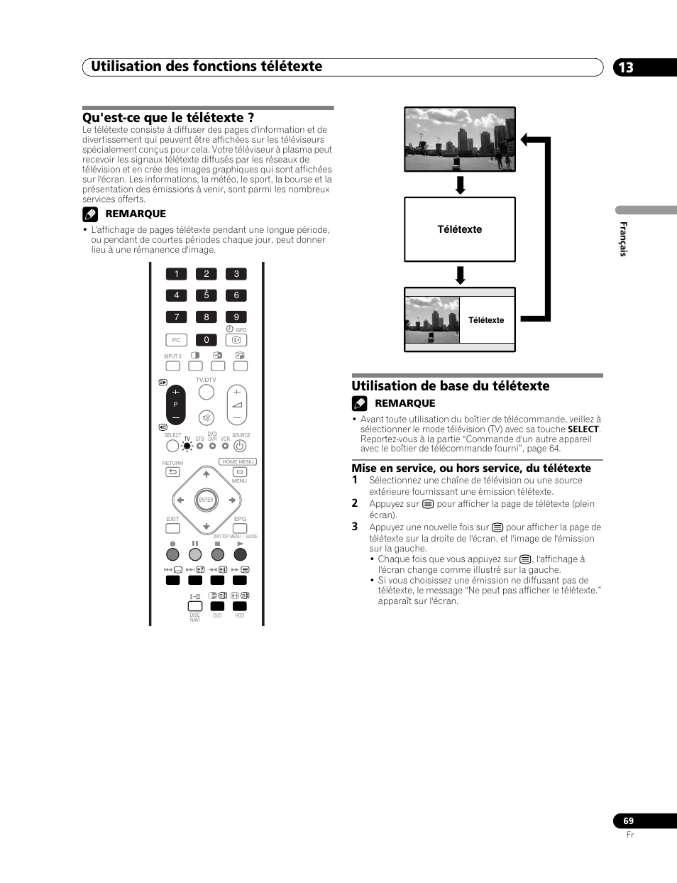 13 utilisation des fonctions télétexte, Mise en service, ou hors service, du télétexte, Utilisation des fonctions télétexte 13 | Utilisation des fonctions télétexte, Qu'est-ce que le télétexte, Utilisation de base du télétexte, Mise en service, ou hors service, du télétexte 1 | Pioneer PDP-507XD User Manual | Page 141 / 219