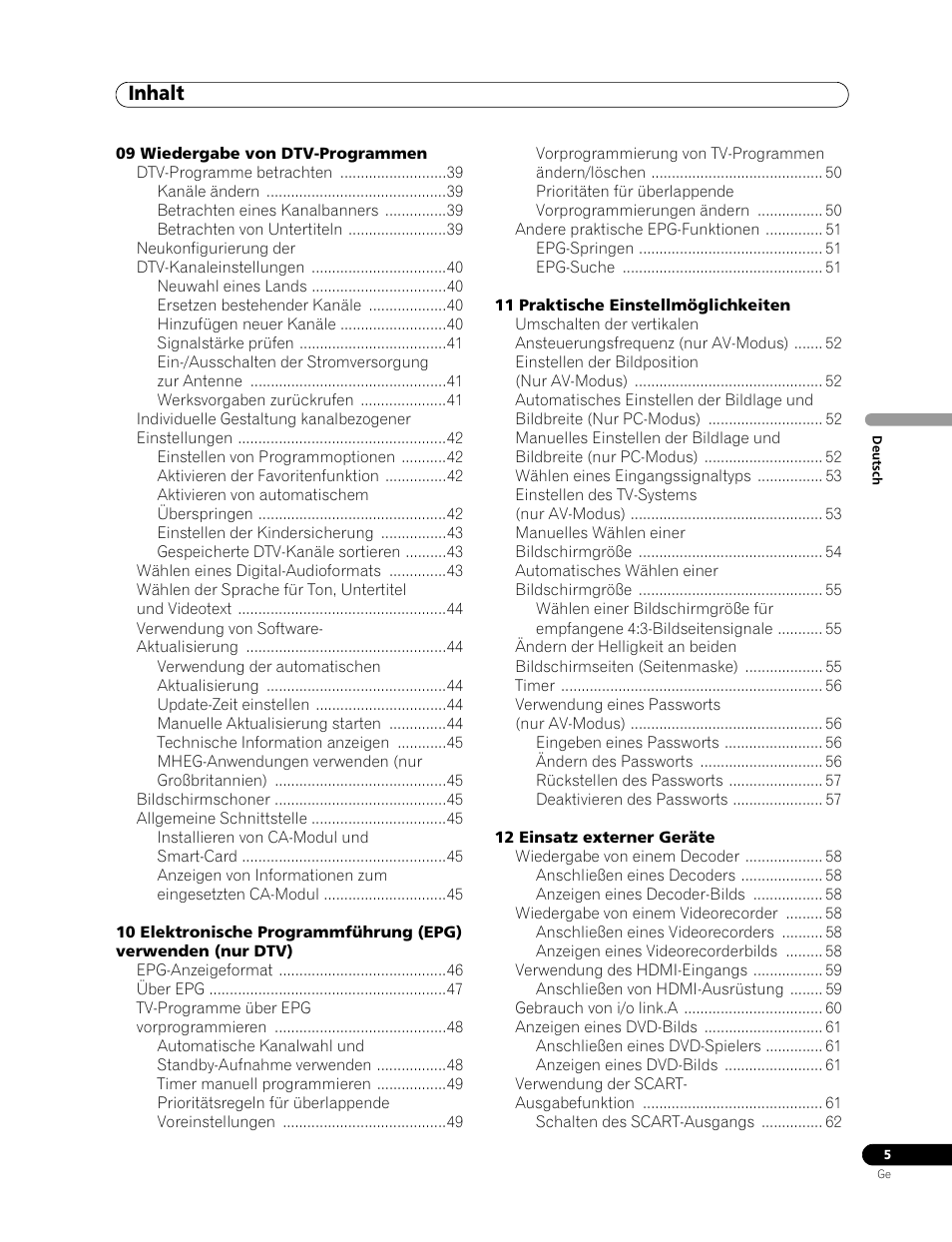 Inhalt | Pioneer PDP-507XD User Manual | Page 149 / 219