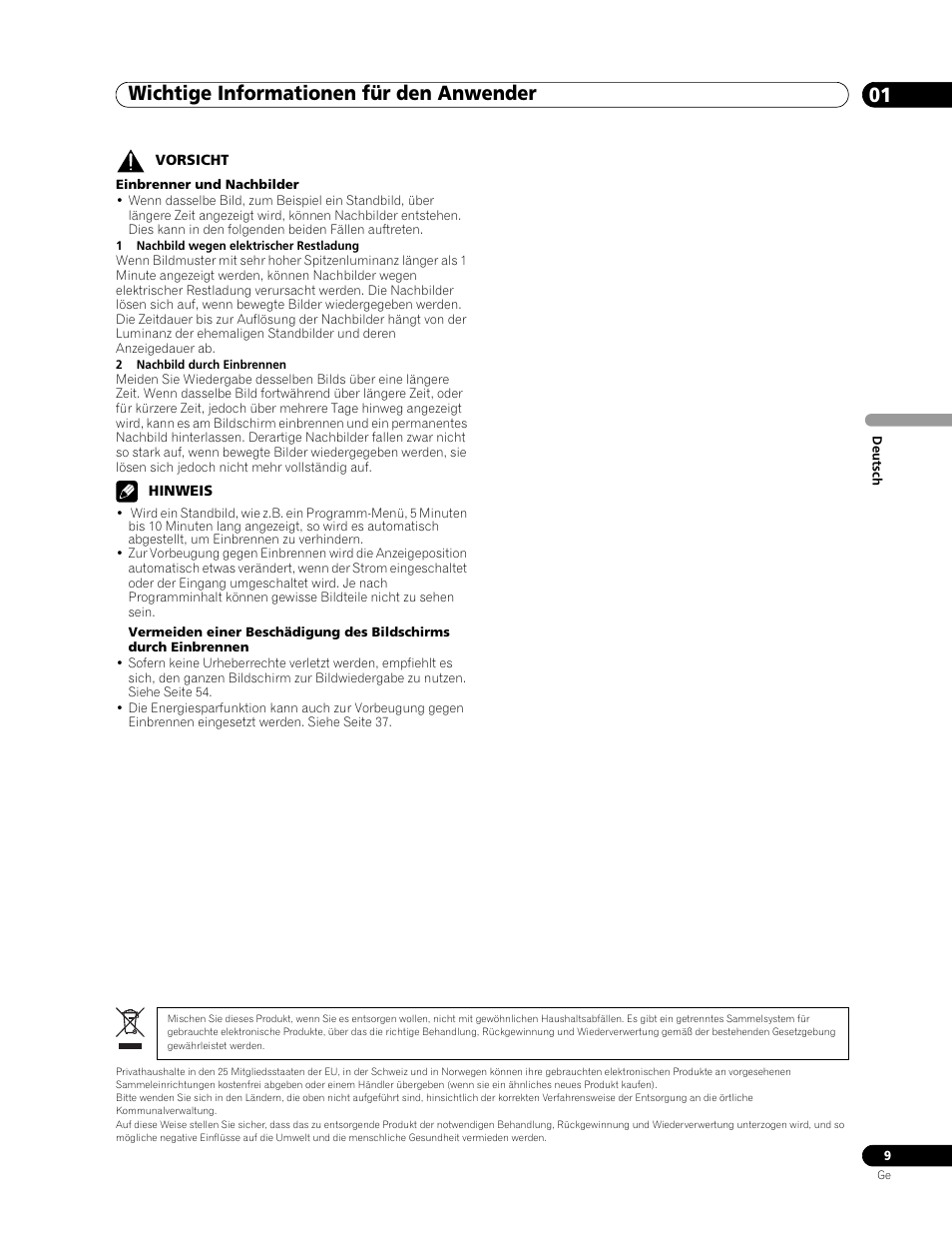 Wichtige informationen für den anwender 01 | Pioneer PDP-507XD User Manual | Page 153 / 219