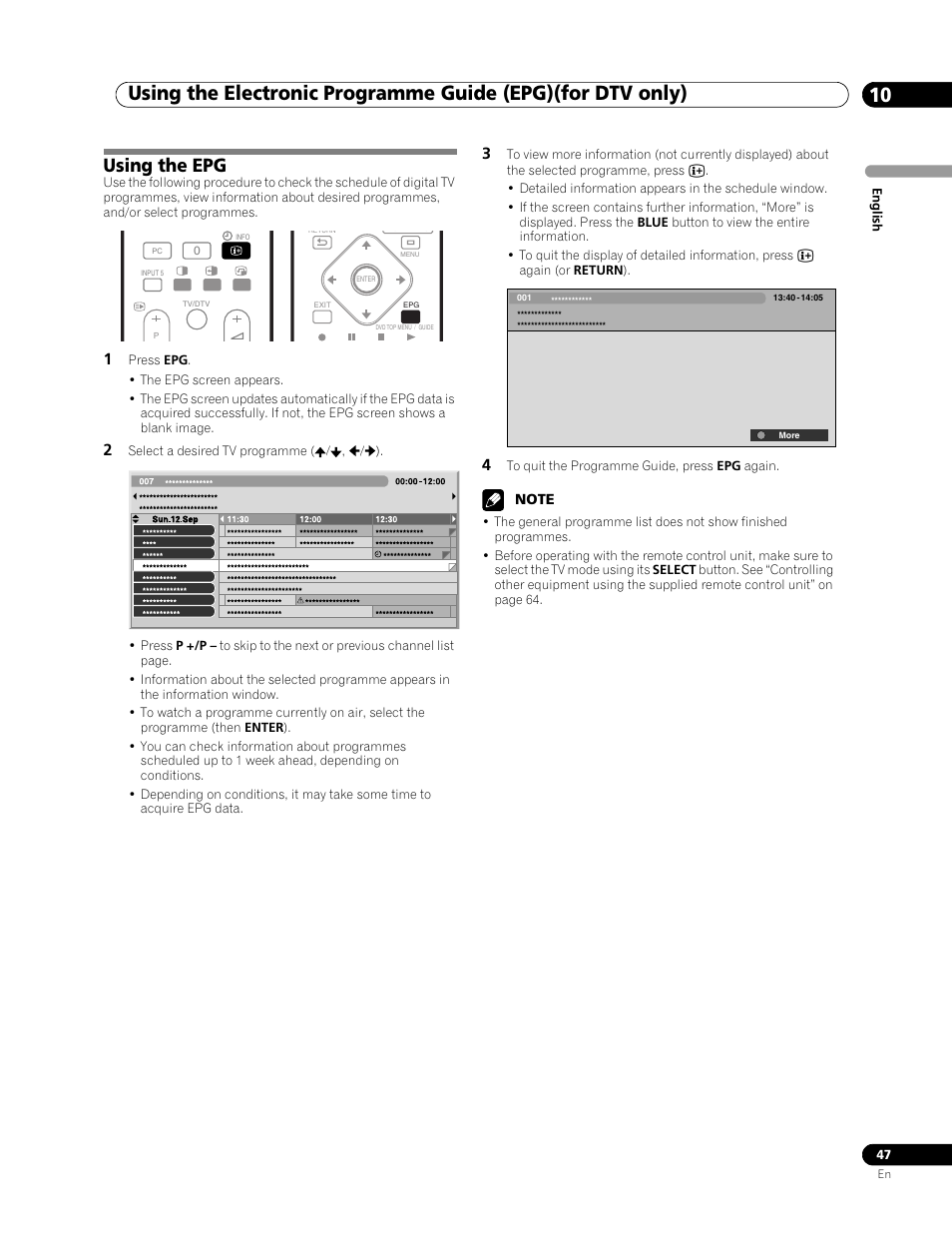 Using the epg | Pioneer PDP-507XD User Manual | Page 47 / 219