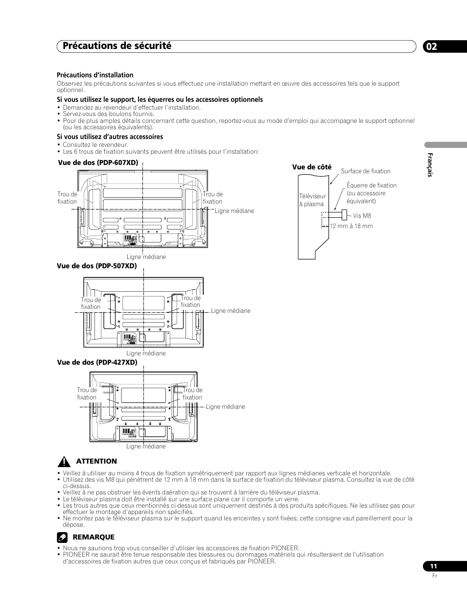 Précautions de sécurité 02 | Pioneer PDP-507XD User Manual | Page 83 / 219