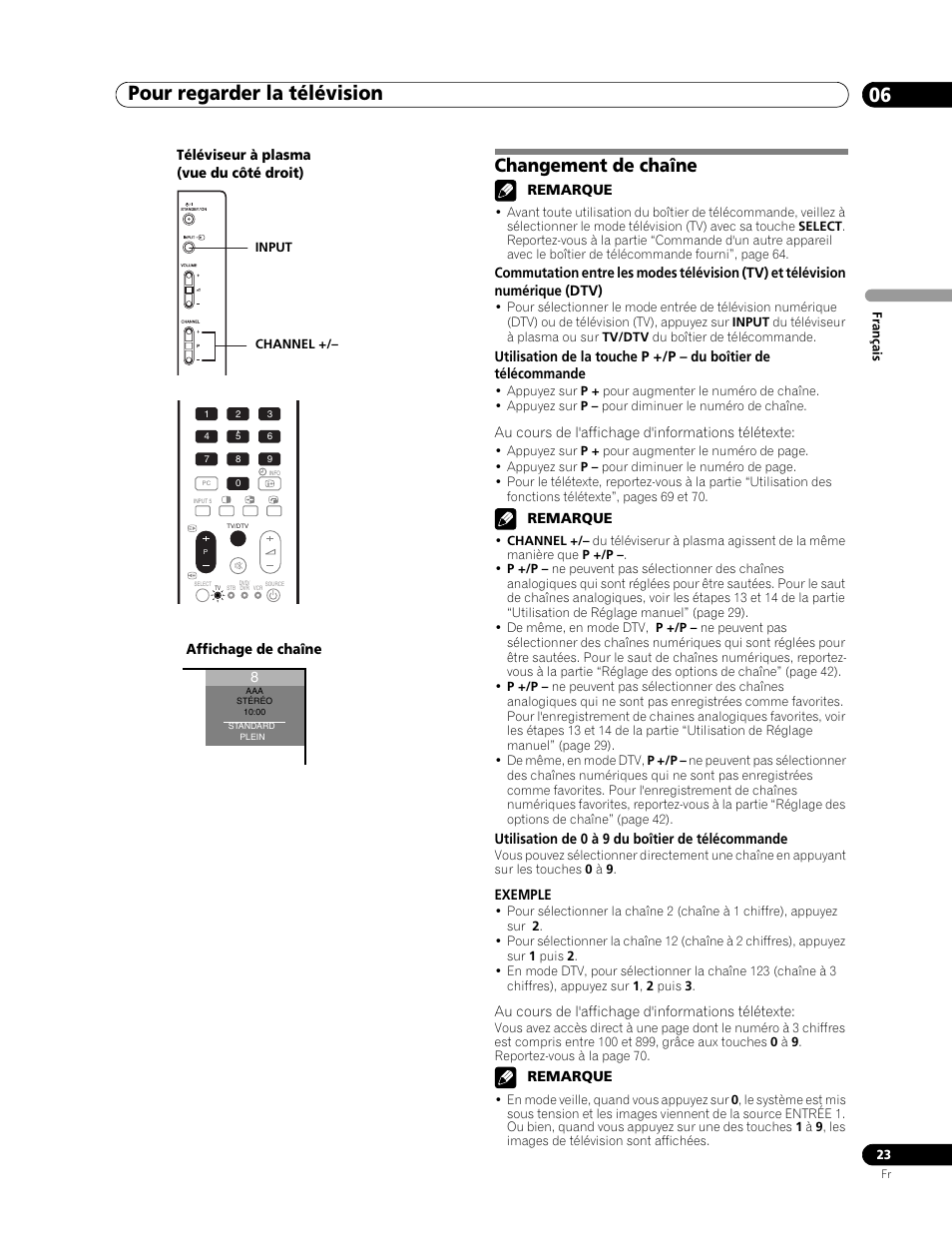 Changement de chaîne, Pour regarder la télévision 06 | Pioneer PDP-507XD User Manual | Page 95 / 219