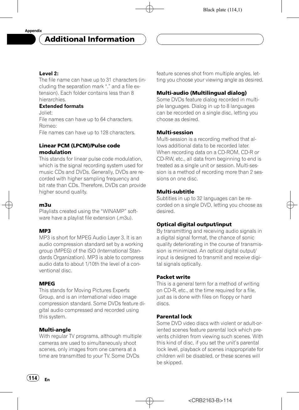 Additional information | Pioneer Super Tuner III D AVH-P6850DVD User Manual | Page 114 / 120