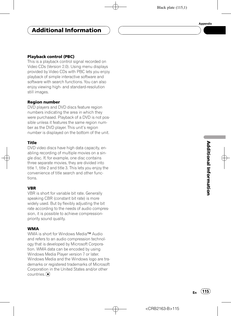 Additional information | Pioneer Super Tuner III D AVH-P6850DVD User Manual | Page 115 / 120