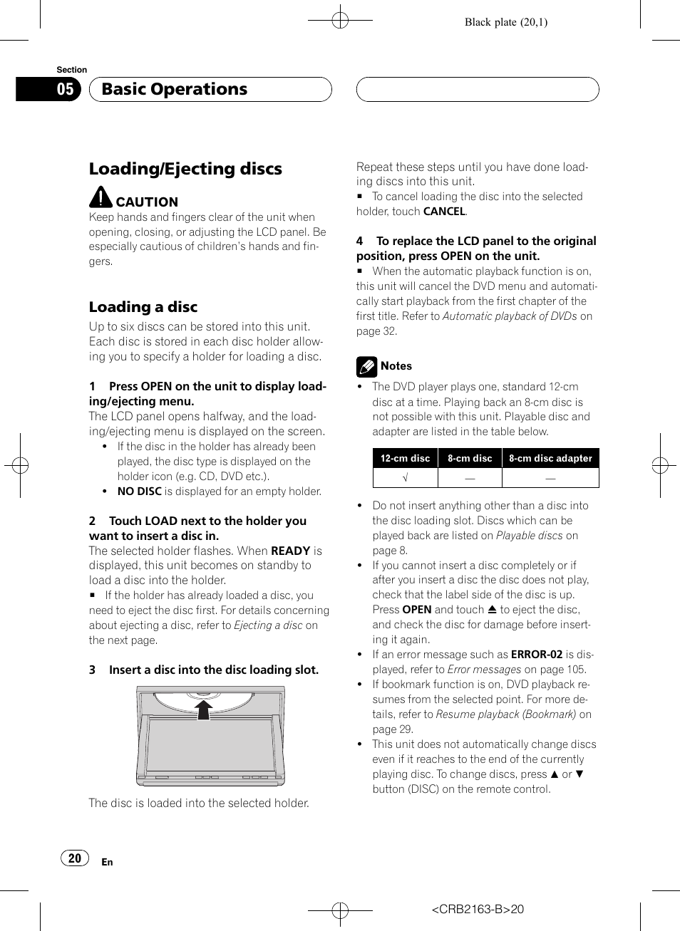 Loading/ejecting discs, Basic operations, Loading a disc | Pioneer Super Tuner III D AVH-P6850DVD User Manual | Page 20 / 120