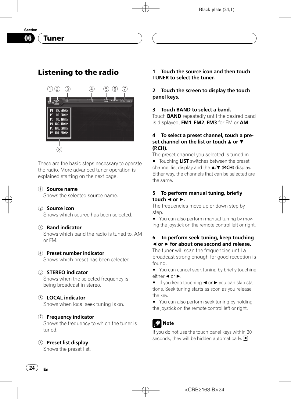 Tuner listening to the radio, Listening to the radio, Tuner | Pioneer Super Tuner III D AVH-P6850DVD User Manual | Page 24 / 120