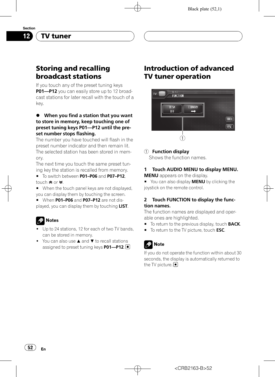 Storing and recalling broadcast stations, Introduction of advanced tv tuner, Operation | Introduction of advanced tv tuner operation, Tv tuner | Pioneer Super Tuner III D AVH-P6850DVD User Manual | Page 52 / 120