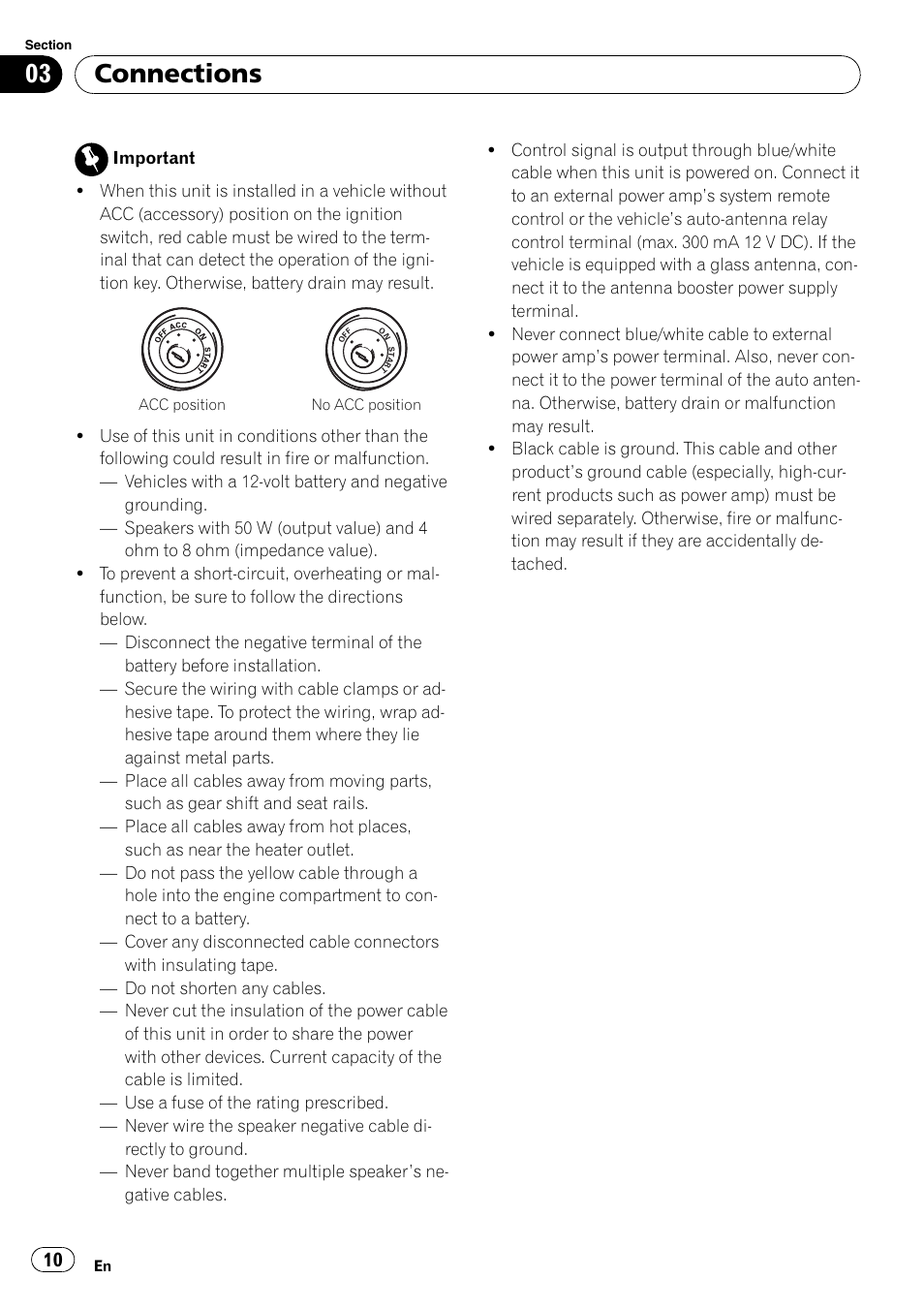 Connections | Pioneer DEH-11E User Manual | Page 10 / 49