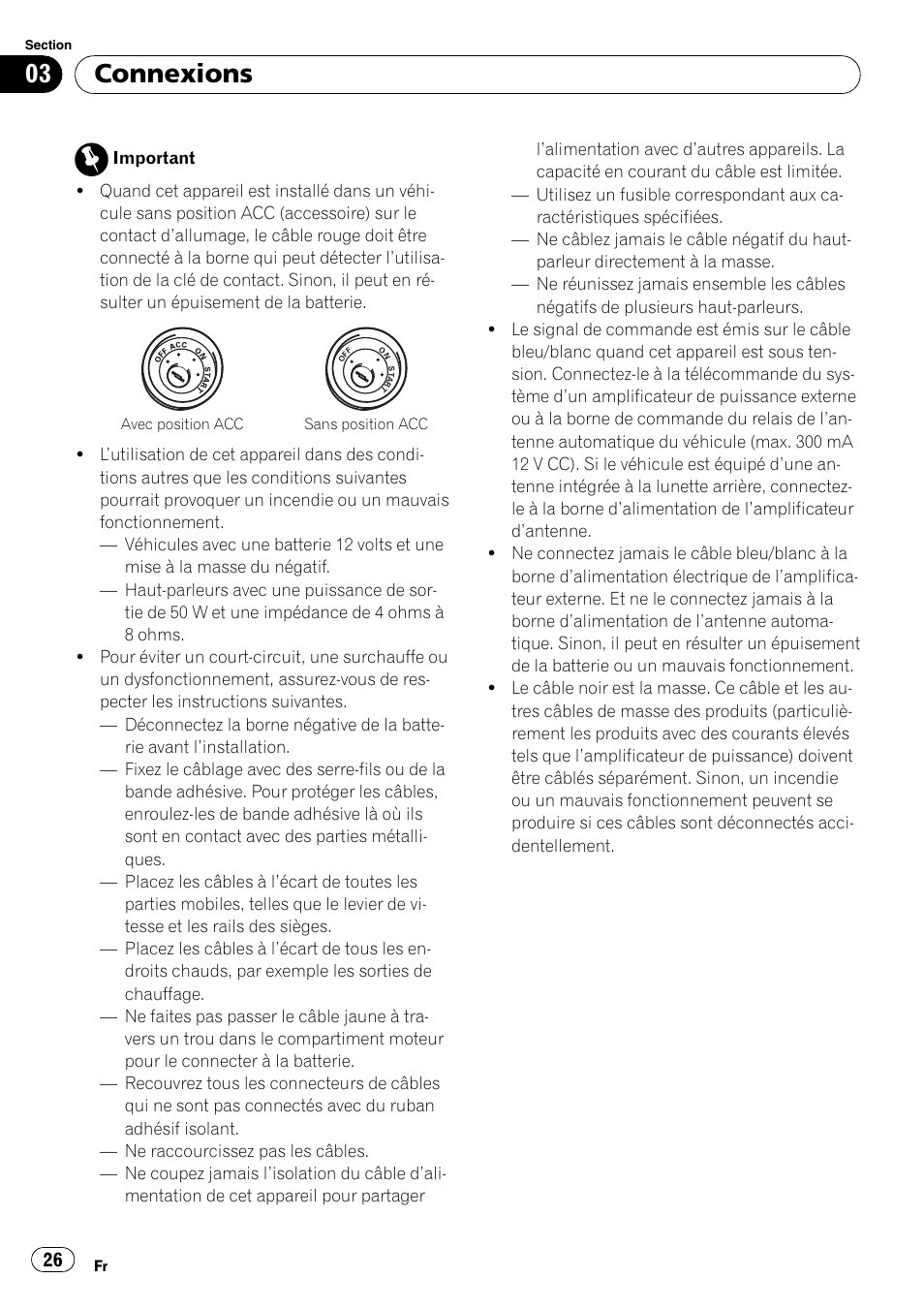 Connexions | Pioneer DEH-11E User Manual | Page 26 / 49
