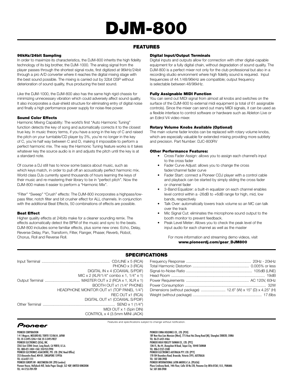 Djm-800 | Pioneer DJM-800 User Manual | Page 2 / 2