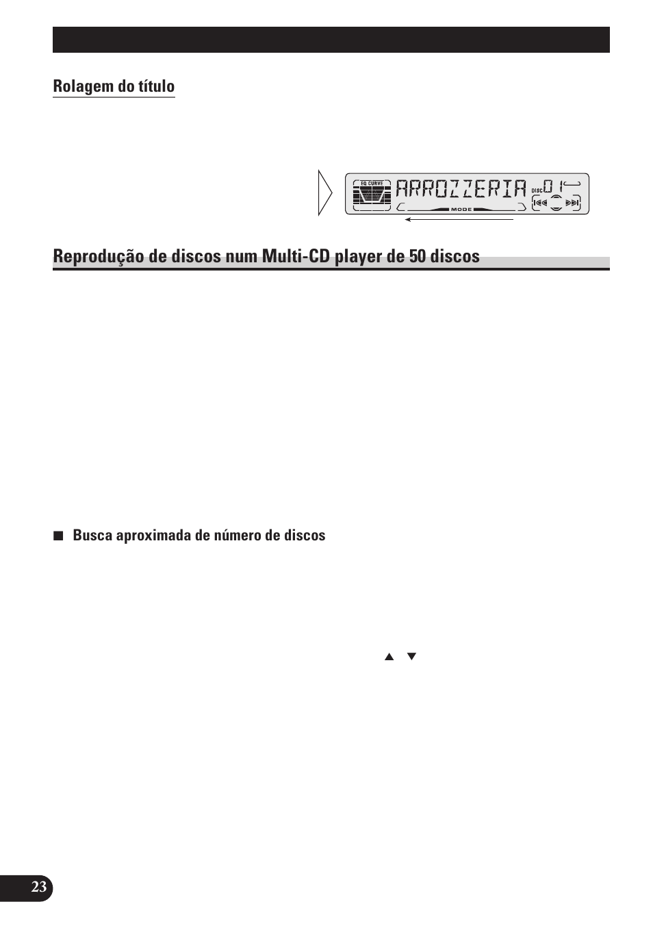 Rolagem do título, Reprodução de discos num multi-cd, Player de 50 discos | Utilização de multi-cd players | Pioneer DEH-P3150 User Manual | Page 100 / 116