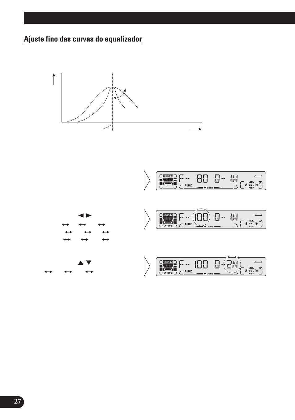 Ajuste fino das curvas do equalizador, Ajuste de áudio | Pioneer DEH-P3150 User Manual | Page 104 / 116