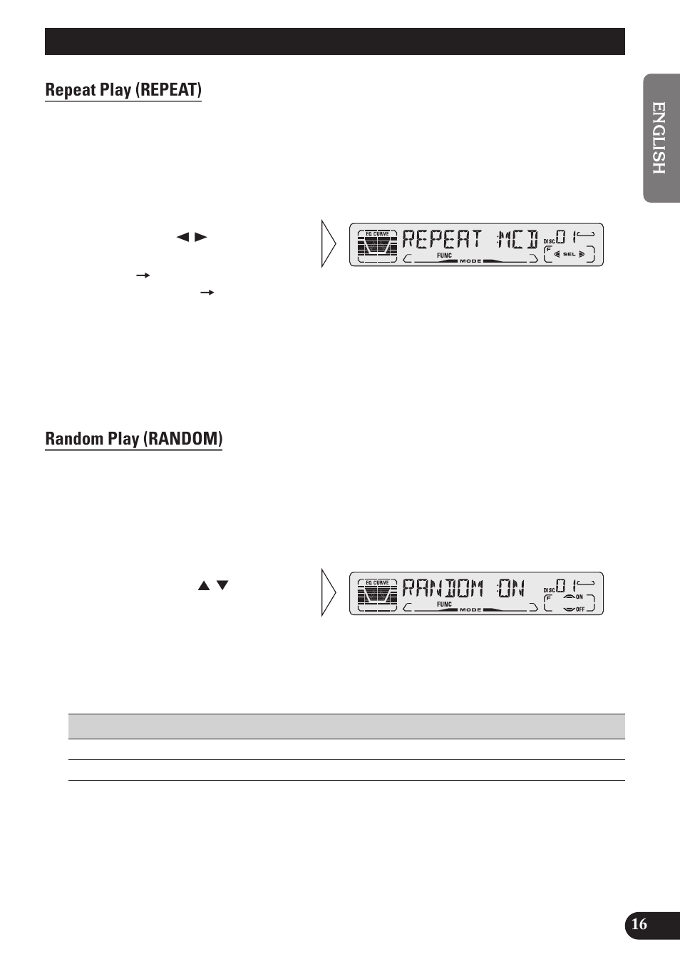Using multi-cd players, Repeat play (repeat), Random play (random) | Pioneer DEH-P3150 User Manual | Page 17 / 116