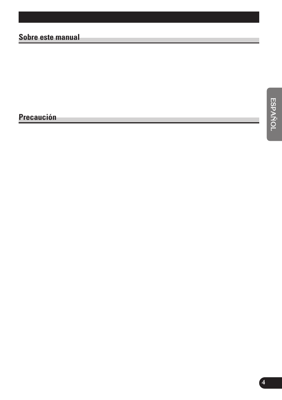 Antes de usar este producto, Sobre este manual, Precaución | Pioneer DEH-P3150 User Manual | Page 43 / 116