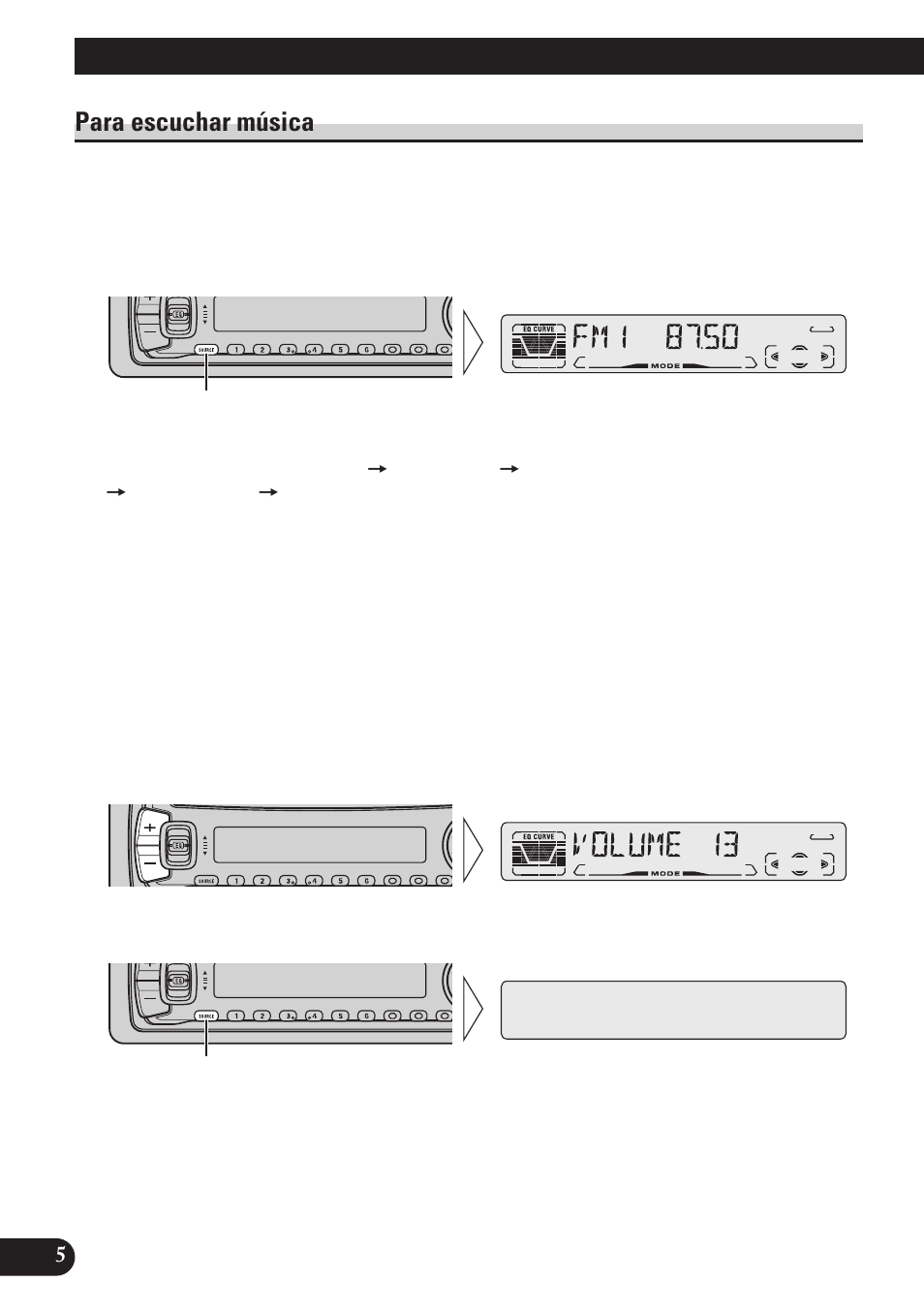 Operación básica, Para escuchar música | Pioneer DEH-P3150 User Manual | Page 44 / 116