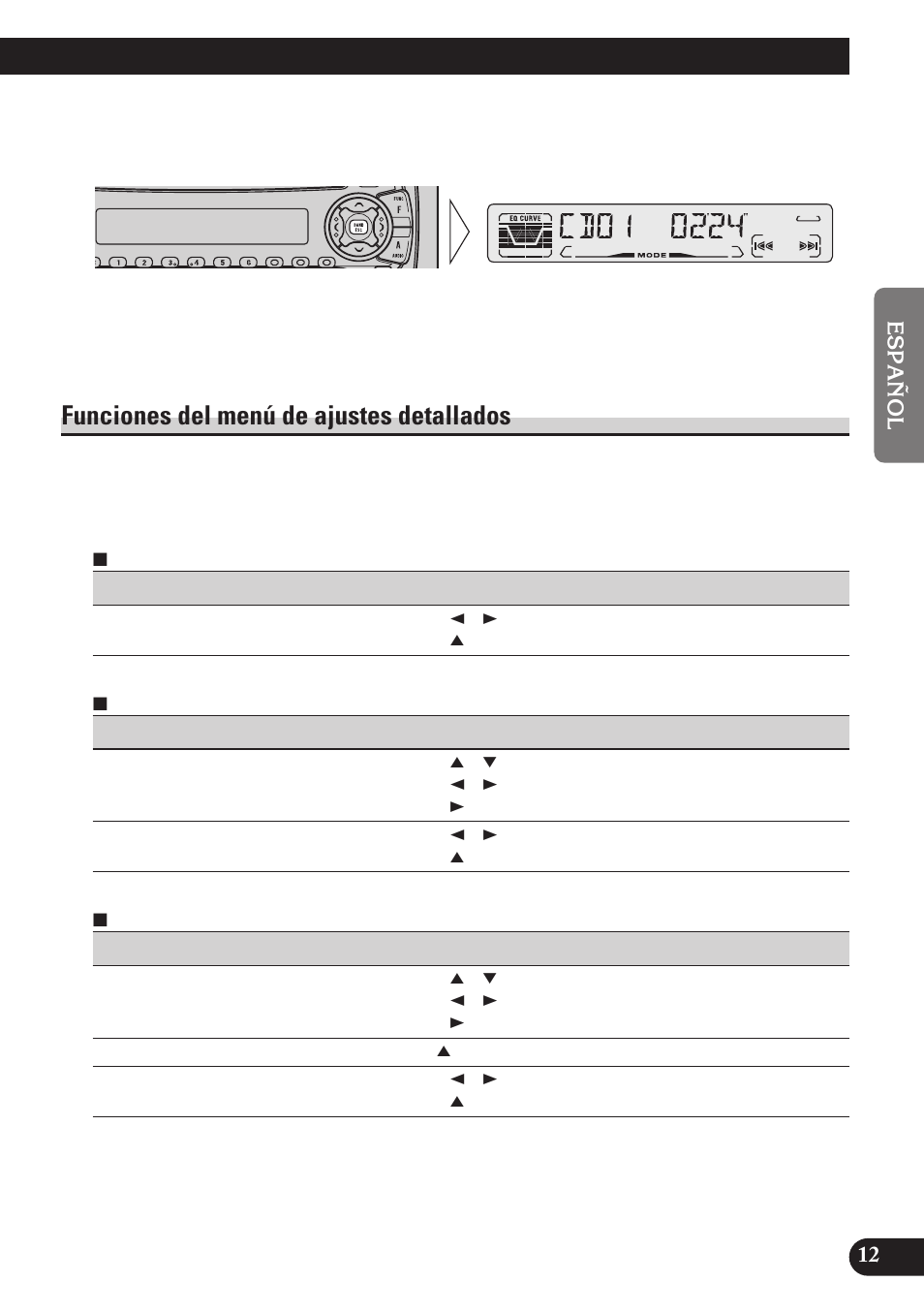 Funciones del menú de ajustes detallados | Pioneer DEH-P3150 User Manual | Page 51 / 116