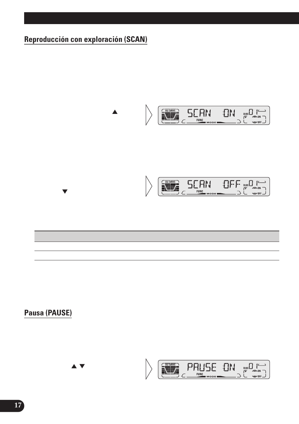 Reproducción con exploración (scan), Pausa (pause), Uso de reproductores de multi-cd | Pioneer DEH-P3150 User Manual | Page 56 / 116