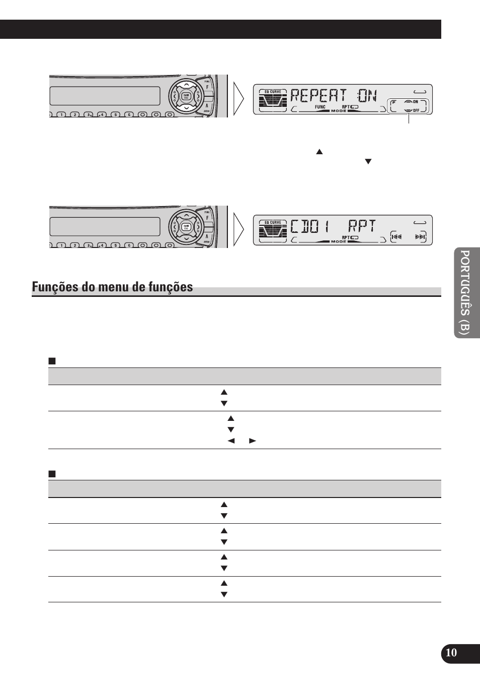 Funções do menu de funções | Pioneer DEH-P3150 User Manual | Page 87 / 116