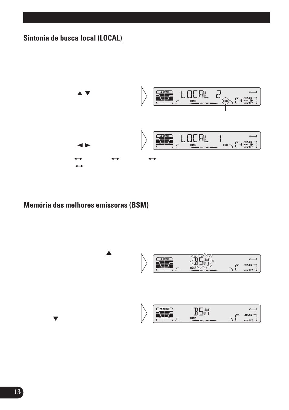 Operações do sintonizador, Sintonia de busca local (local), Memória das melhores emissoras (bsm) | Pioneer DEH-P3150 User Manual | Page 90 / 116