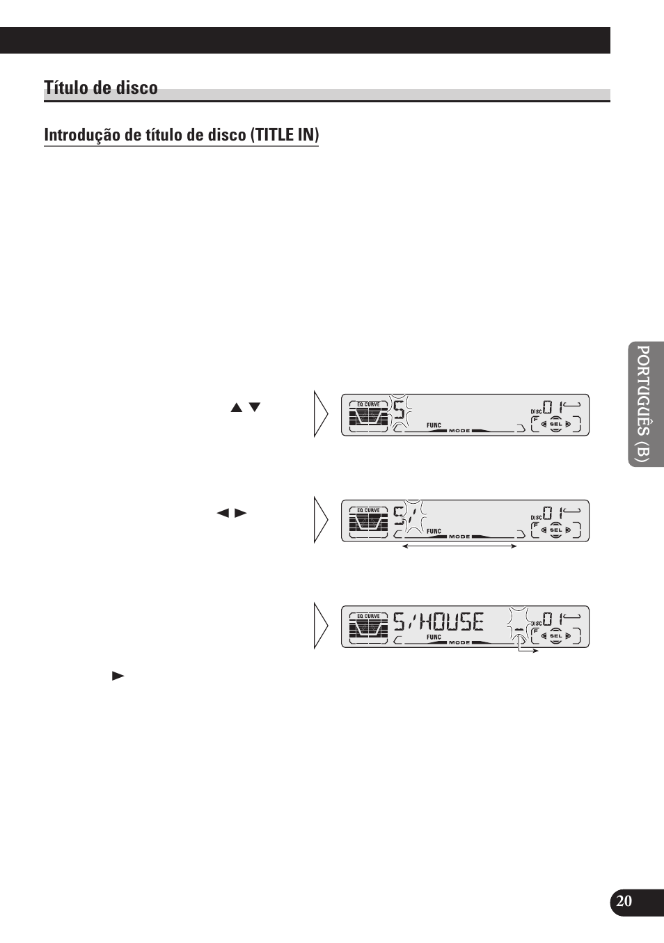 Título de disco, Introdução de título de disco (title in) | Pioneer DEH-P3150 User Manual | Page 97 / 116