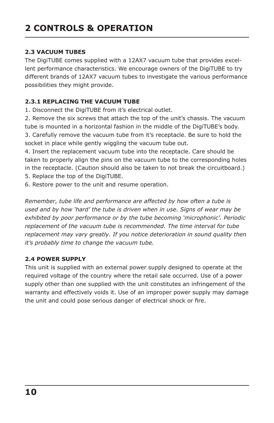 2 controls & operation 10 | PreSonus DigiTUBE User Manual | Page 12 / 17