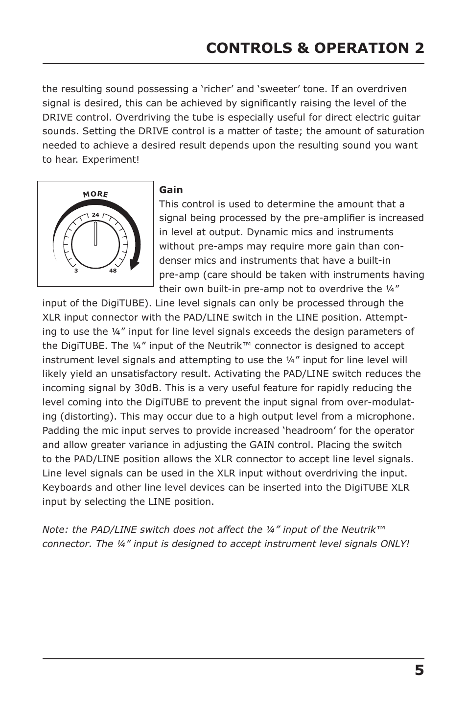 Controls & operation 2 5 | PreSonus DigiTUBE User Manual | Page 7 / 17