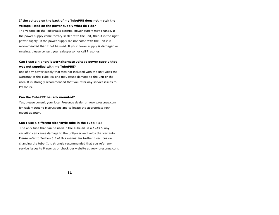 PreSonus TubePRE User Manual | Page 15 / 18