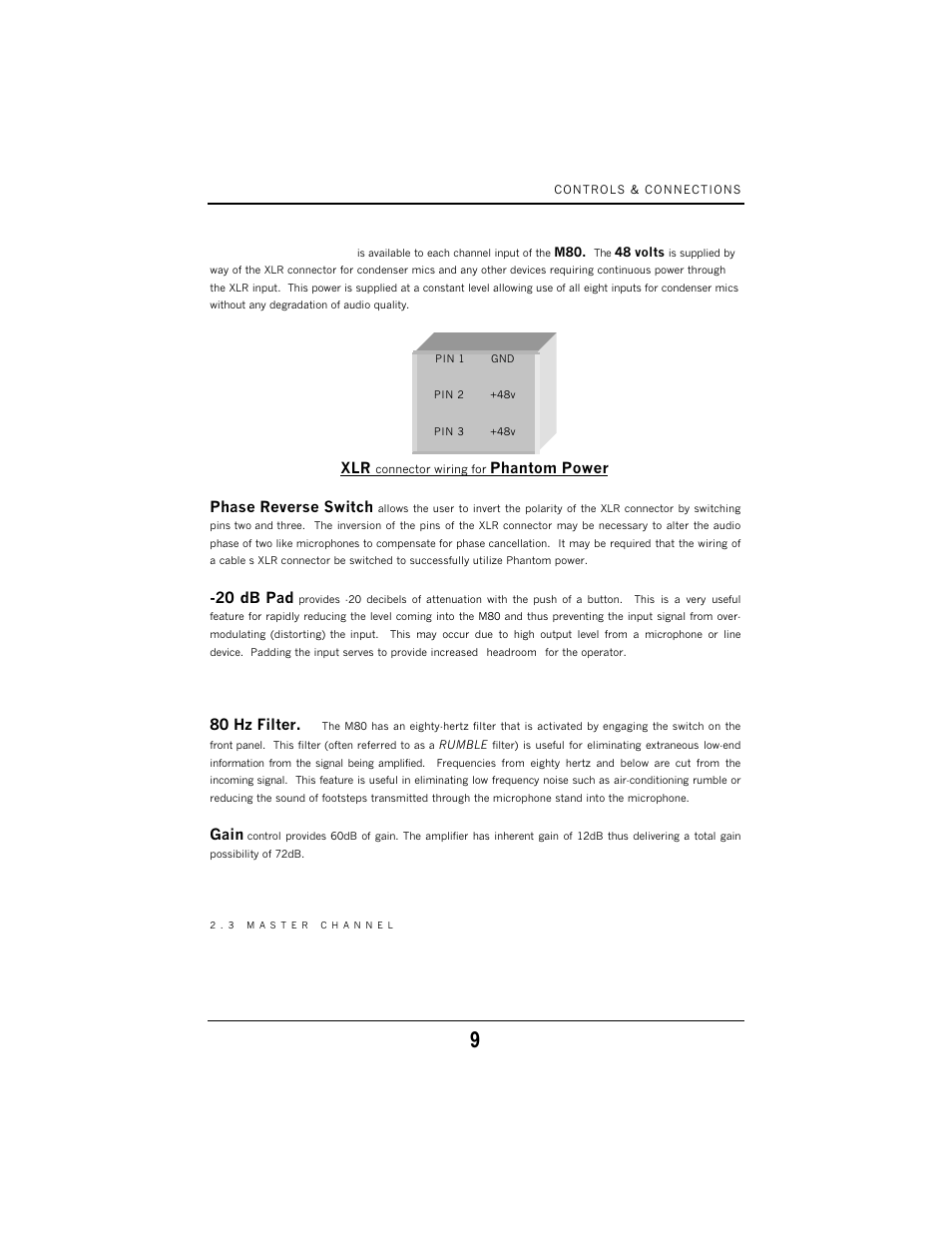 Phantom power | PreSonus M80 User Manual | Page 11 / 18