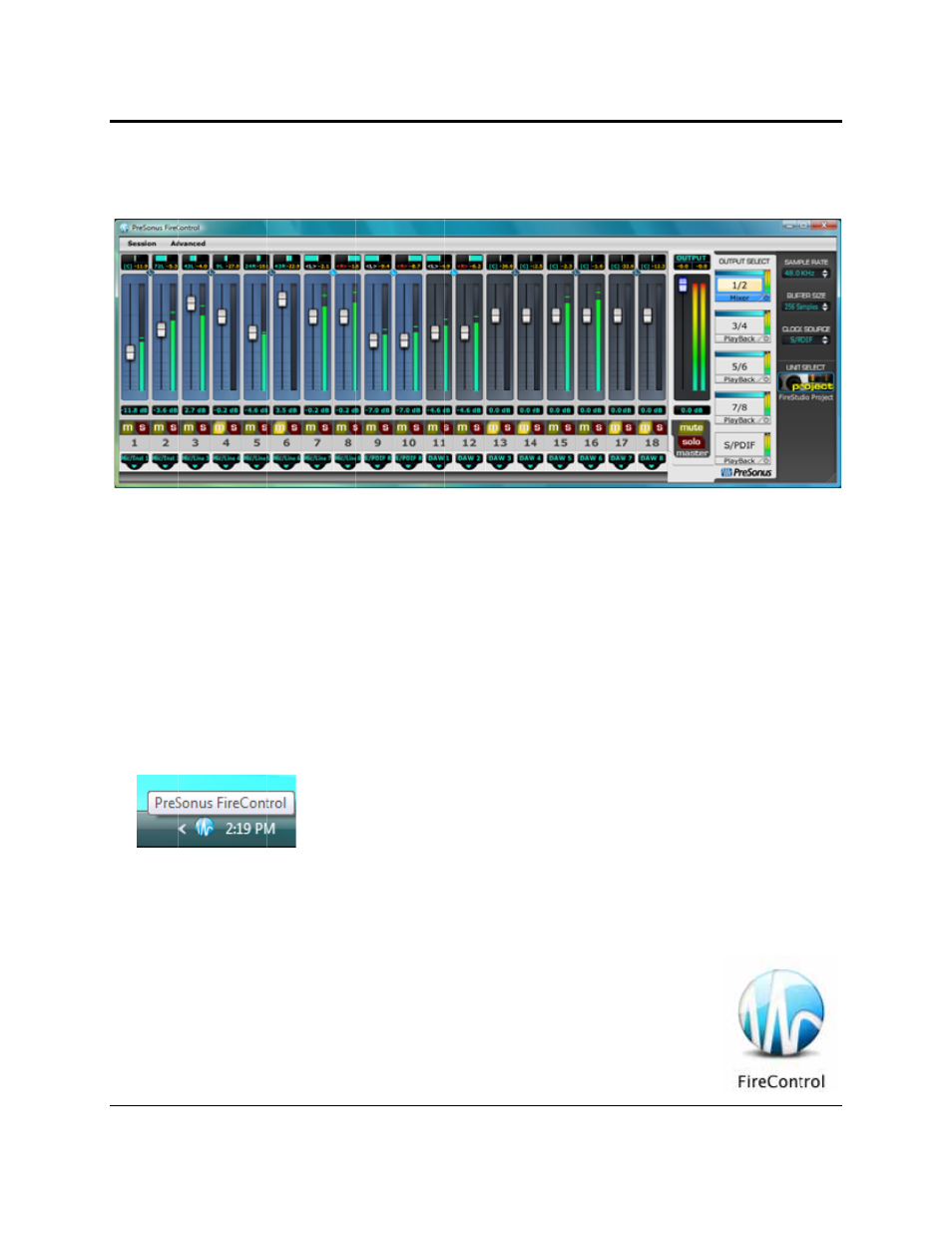 Cont, Trol, Ls an | Nd co, Onne, Ectio, 1 pr, Resonus, S fireco, Ntrol s | Presonus Audio electronic Recording Interface w/ Eight Microphone Preamplifiers Version 1.0 User Manual | Page 18 / 30