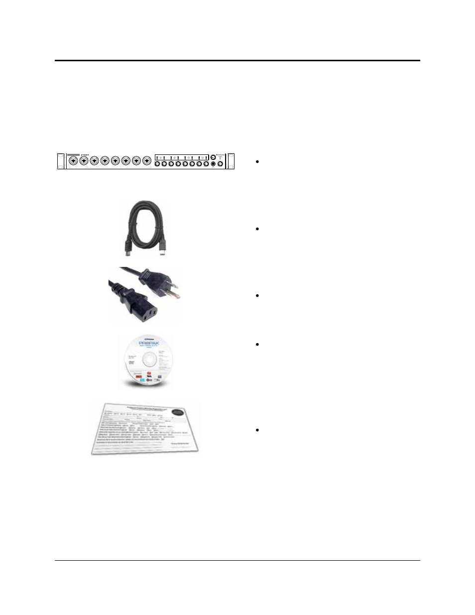 Overview, 3 what is in the box, Firestudio project recording interface | 6’ 6-pin to 6-pin firewire cable, 6’ standard iec power cable, Presonus warranty card | Presonus Audio electronic Recording Interface w/ Eight Microphone Preamplifiers Version 1.0 User Manual | Page 7 / 30
