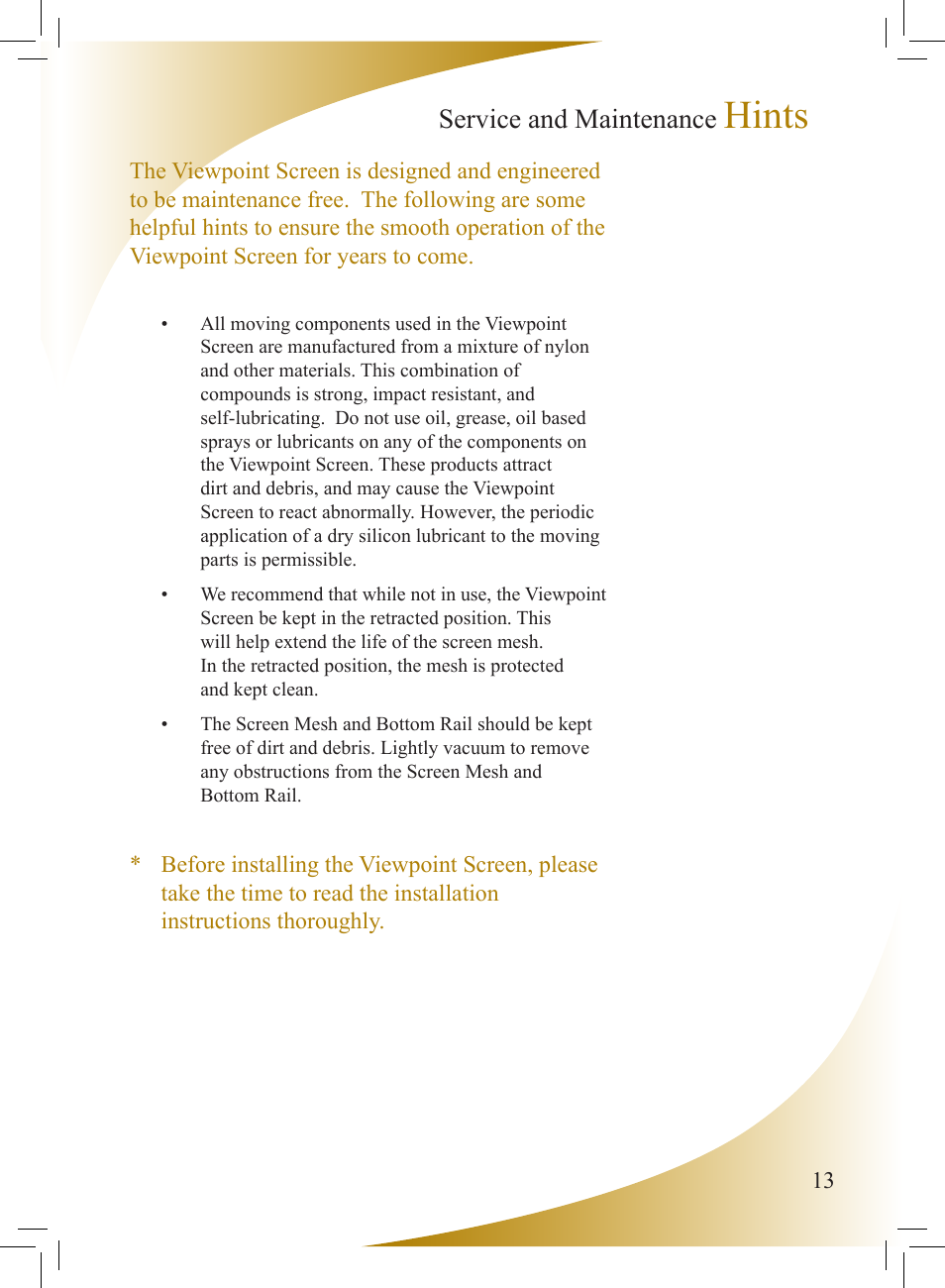 Hints, Service and maintenance | Phantom Tech Viewpoint VI0508 User Manual | Page 13 / 16