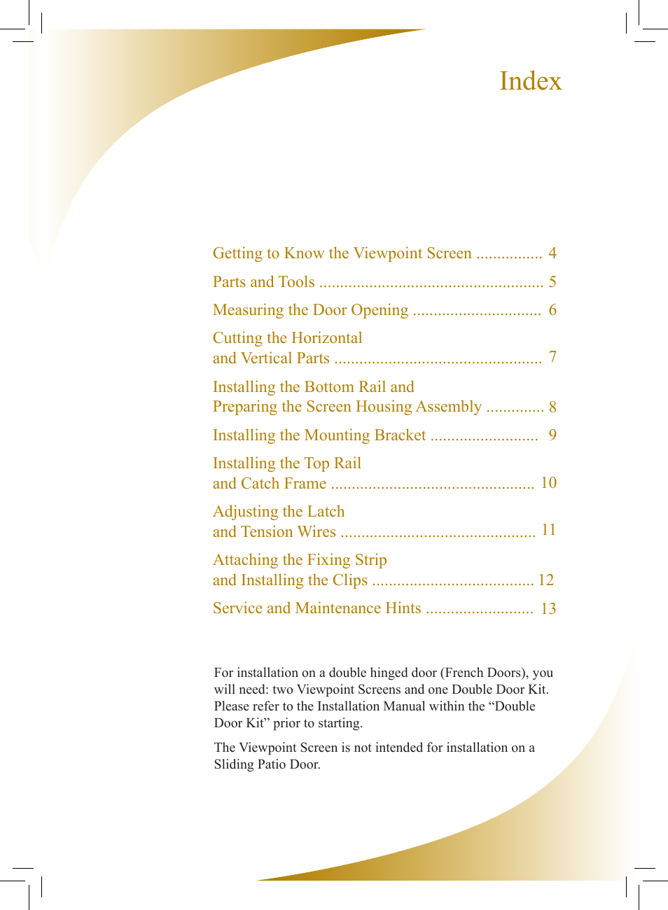 Index | Phantom Tech Viewpoint VI0508 User Manual | Page 3 / 16
