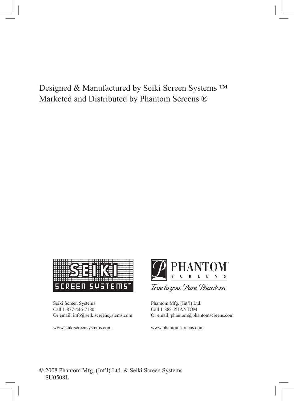 Phantom Tech Sure View SU0508L User Manual | Page 20 / 20