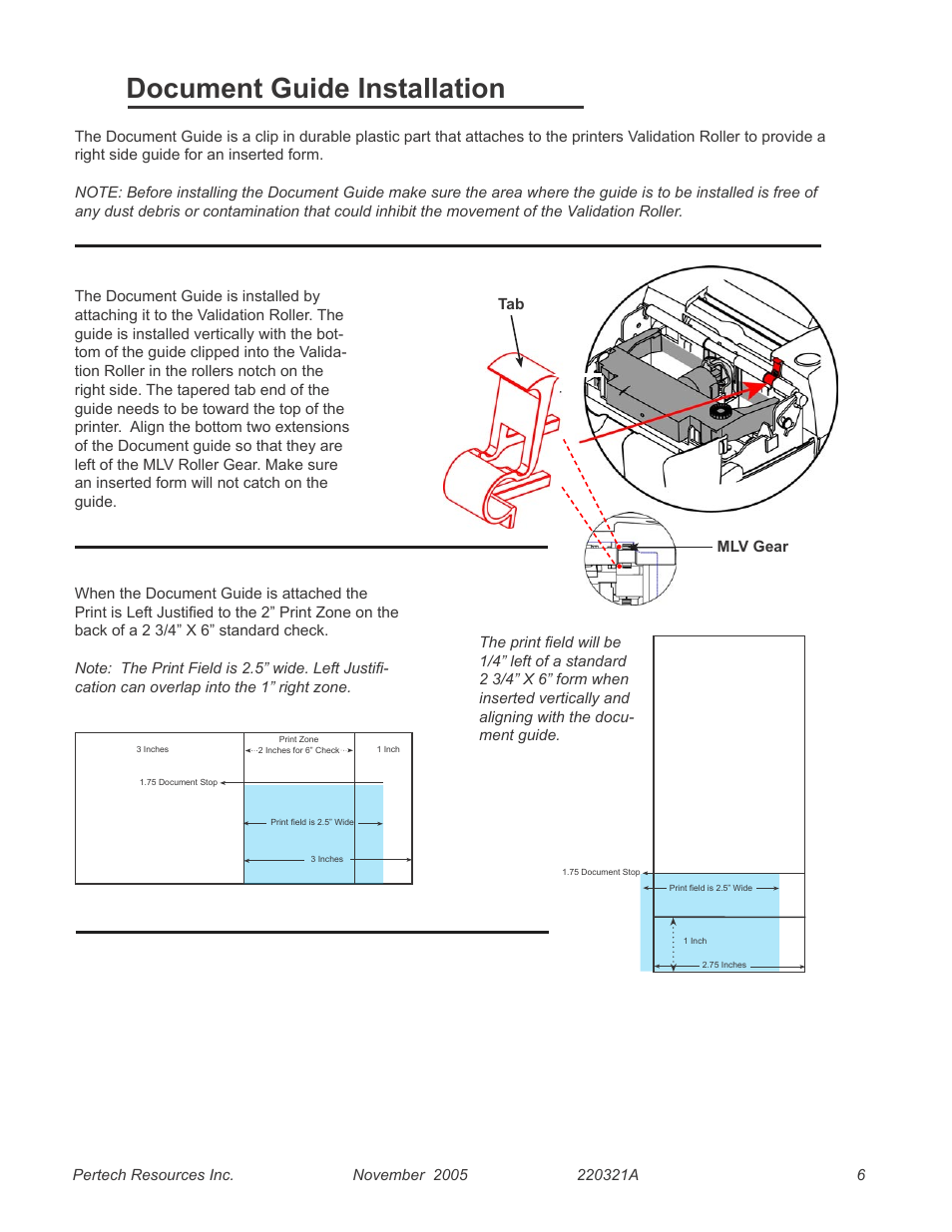 5300 document guide placement, Document guide installation | Pertech 5300 User Manual | Page 12 / 40