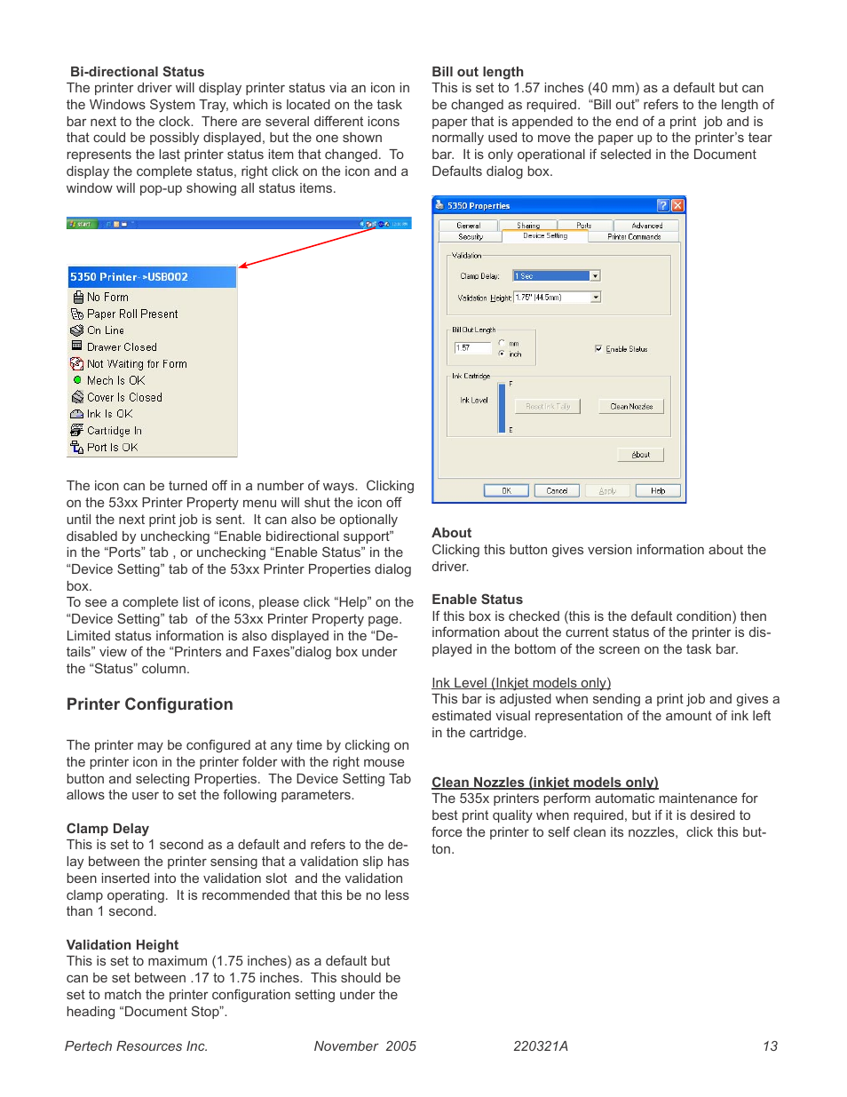 Printer configuration | Pertech 5300 User Manual | Page 19 / 40