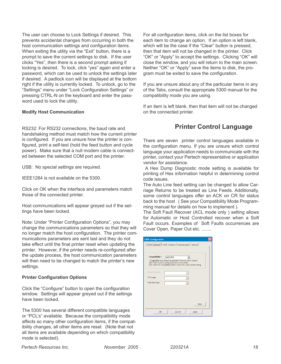 Printer control language | Pertech 5300 User Manual | Page 24 / 40