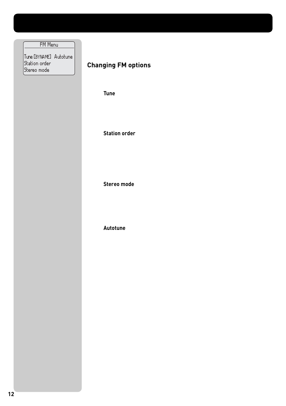Changing fm options | Pure Acoustics DMX-50 User Manual | Page 14 / 22