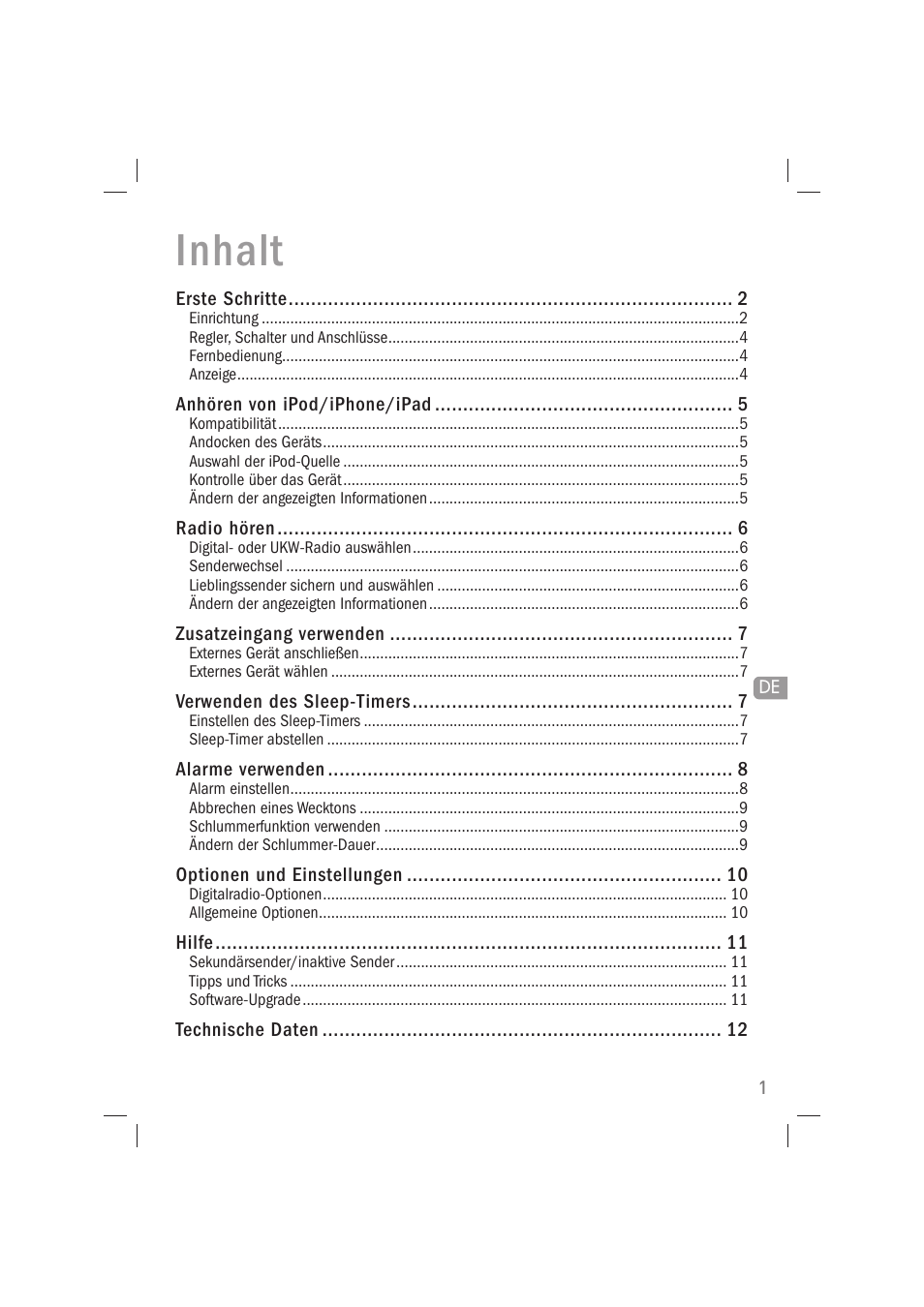 Inhalt | Pure Acoustics Contour 100Di User Manual | Page 17 / 80