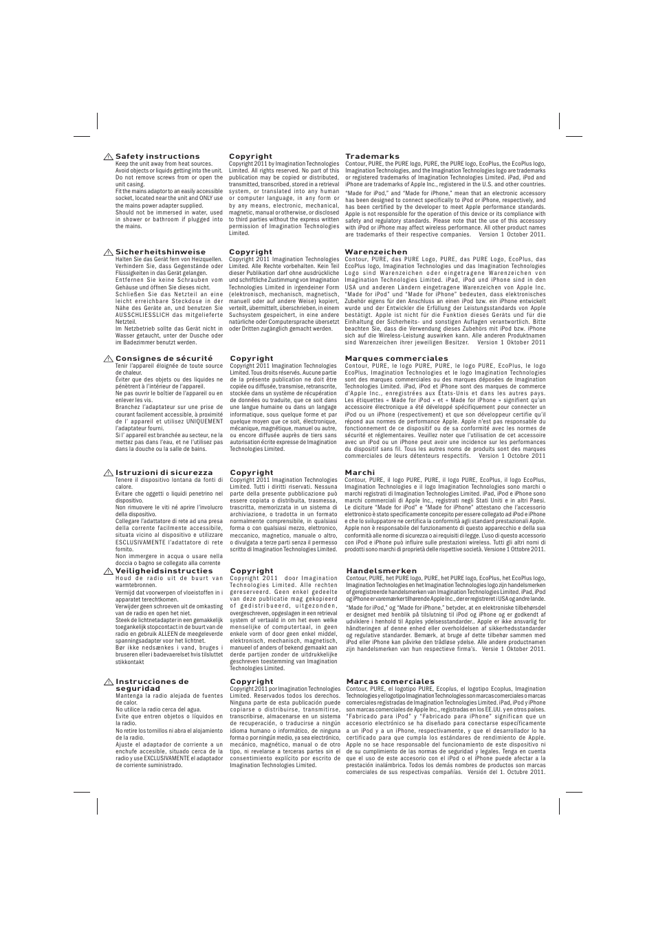 Pure Acoustics Contour 100Di User Manual | Page 2 / 80