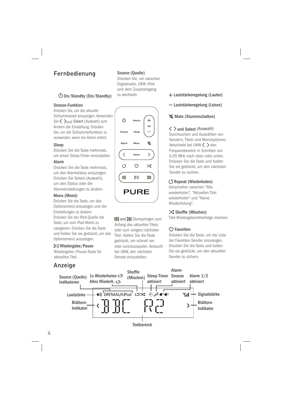 Bbc r2, Fernbedienung anzeige | Pure Acoustics Contour 100Di User Manual | Page 20 / 80