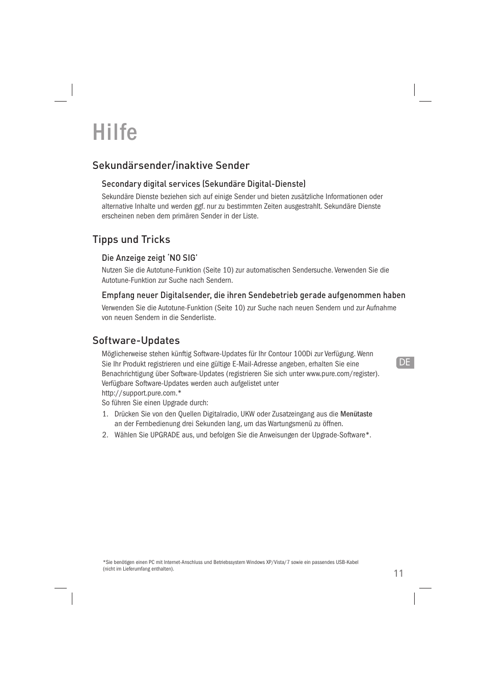 Hilfe | Pure Acoustics Contour 100Di User Manual | Page 27 / 80