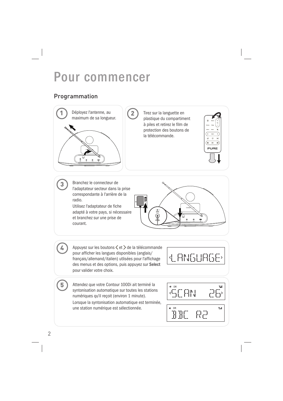 Pour commencer, Language scan 26, Bbc r2 | Pure Acoustics Contour 100Di User Manual | Page 30 / 80