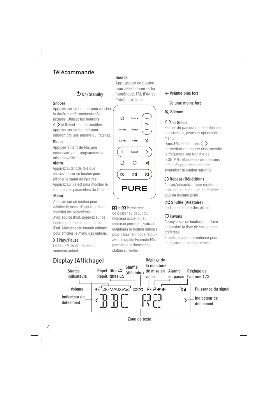 Bbc r2, Télécommande display (affichage) | Pure Acoustics Contour 100Di User Manual | Page 32 / 80