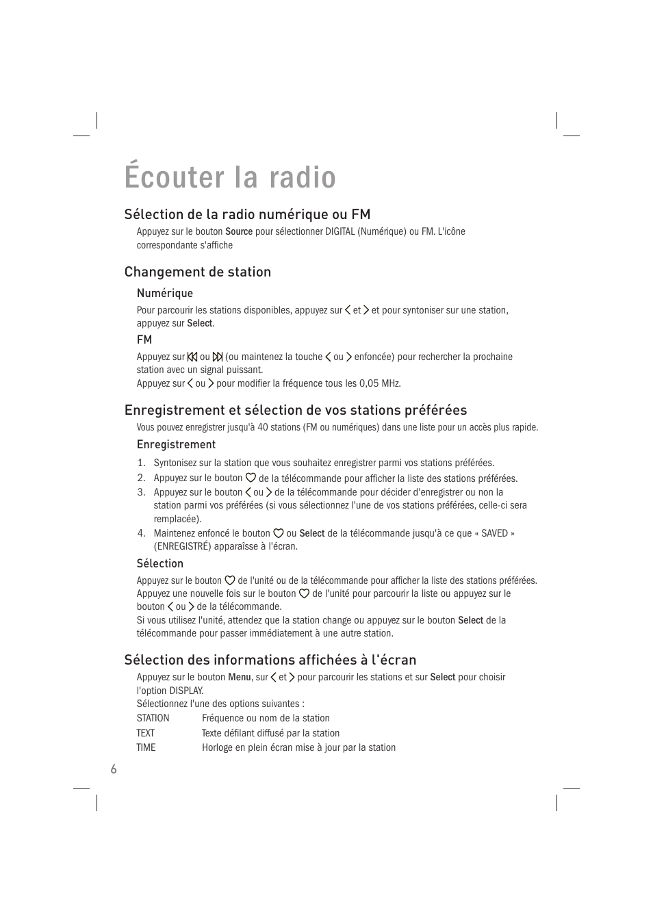 Écouter la radio | Pure Acoustics Contour 100Di User Manual | Page 34 / 80